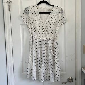 Ann Taylor White and Black Polka Dot Wrap Mini Dress